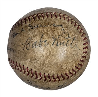 1934 World Series Multi-Signed Baseball with Ruth, Greenberg, Dean, Frisch, Cochrane and Rowe (JSA)